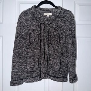 LOFT Black&White Marled Tweed Cardigan with silver shimmer